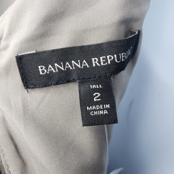 NWT Banana Republic 2 Taupe V-neck Sleeveless Gathered Texture Dress (1301) - Picture 7 of 8